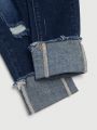 SHEIN Young Boy's Straight-Leg Jeans With Distressed Details