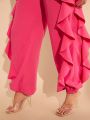 Katalyst Kouture Plus Ruffle Trim Drawstring Waist Pants