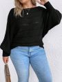 SHEIN LUNE Plus Batwing Sleeve Boat Neck Sweater