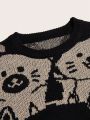 Women's Cat Pattern Pullover Sweater