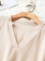 SHEIN CURVE+ Plus Size Women'S Notched Collar Long Sleeve Shirt