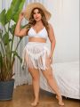 SHEIN Swim BohoFeel Plus Size Women'S Fringed Cover Up Skirt