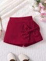 SHEIN Young Girl Bow Front Shorts