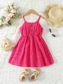 SHEIN Kids EVRYDAY Little Girls' Button-decorated Strappy Sundress