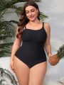 SHEIN Swim Basics Plus Size Women's One-Piece Cami Swimsuit