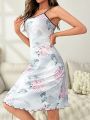 Floral Print Lettuce Trim Nightdress