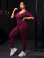 Yoga Basic Plus Size Women'S Seamless Back Cross Sports Jumpsuit