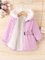 SHEIN Kids CHARMNG Girls' Casual Lovely Warm Hooded -padded Jacket For Fashion Trend