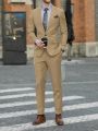 Men 1pc Lapel Neck Blazer & 1pc Suit Pants