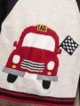 SHEIN Kids QTFun Young Boy Car Pattern Raglan Sleeve Striped Trim Sweater