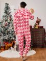 Men Christmas Print Hooded Teddy Sleep Onesie