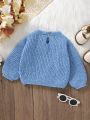 Baby Girls' Loose Fit Cute Sweater With Round Neck