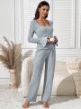 Square Neck Flounce Sleeve Lounge Set