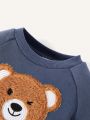 Cozy Cub Baby Boy Bear Patched Raglan Sleeve Sweatshirt & Sweatpants