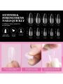 Saviland Gel X Nail Kit - Medium Almond Nail Tip and Glue Gel Kit with 30g Solid Glue Gel 6 in 1 Nail Glue Gel with Portable Nail Lamp Gel Tips Nail Extension Gel X Kit Home DIY Salon Valentines Gifts