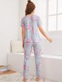 Cartoon Dinosaur Print PJ Set & Eye Mask