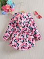 Young Girl Cartoon Print Plush Lined Hooded Winter Coat Without Sweater