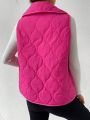 SHEIN Unity Pink Vest Coat With Shawl Collar For Women, Padded