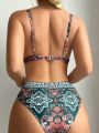 SHEIN Swim BohoFeel All-Over Printed Bikini Swimsuit Set