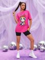 THE POWERPUFF GIRLS X SHEIN Cartoon Graphic Drop Shoulder Tee