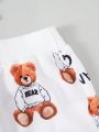 SHEIN Toddler Boys' Cartoon Printed Zip-Front Jacket And Pants Set