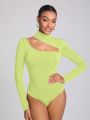 NEW FEMME Turtle Neck Longsleeve Bodysuit With Cut Out