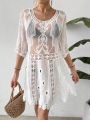 SHEIN Swim Chicsea Women'S Patchwork Embroidered Mesh Cover Up