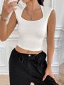 SHEIN Qutie Solid Color Cropped Tank Top