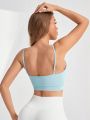 SHEIN Yoga Basic Plain Color Sports Bra With Thin Shoulder Straps