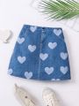 SHEIN Kids EVRYDAY Toddler Girls' Heart Print Skirt