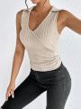 SHEIN Frenchy Solid Ribbed Knit Tank Top