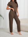 Women'S Ribbed Batwing Sleeve Loungewear Set