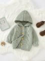 Infant Baby Girl's Jacquard Knitted Hooded Cardigan