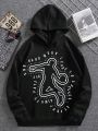 Tween Boy Letter & Figure Graphic Thermal Lined Hoodie