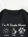 Plus Size Sweatshirt With Slogan Print And Round Neck