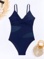 SHEIN Swim BAE Ladies' Mesh Patchwork One-piece Swimsuit