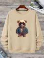 Men'S Plus Size Polar Bear Printed Fleece Sweatshirt