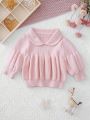 Baby Girl Doll Collar Lantern Sleeve Sweater