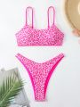 SHEIN Swim Mod Leopard Print High Cut Bikini Swimsuit Set