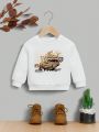 Baby Boy Car & Letter Graphic Sweatshirt