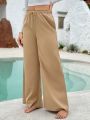 SHEIN Swim Vcay Drawstring Waist Wide Leg Cover Up Pants