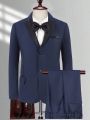 Teen Boy Contrast Color Collar Jacket Pure Color Shirt Pants Gentleman Suit