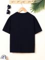 SHEIN Boys' Loose Fit Sporty Round Neck Graphic Short Sleeve T-shirt