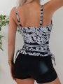 SHEIN Swim Classy Women's Baroque Print Vest Camisole Bikini