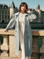 SHEIN Frenchy Double Breasted Flare Sleeve Belted Trench Coat