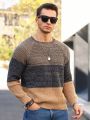 Men's Color Block Round Neck Long Sleeve Sweater