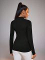 SHEIN Daily&Casual Zipper Half Placket Long Sleeve Sports Sweatshirt
