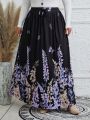 EMERY ROSE Plus Size Flora Pattern Skirt