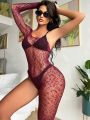 One Shoulder Crochet Lace Body Stocking Without Lingerie Set