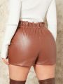 SHEIN SXY Paper Bag Waist Pu Leather Shorts